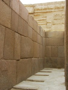 Part of the entrance tunnel to the Khafre Valley Temple, Egypt